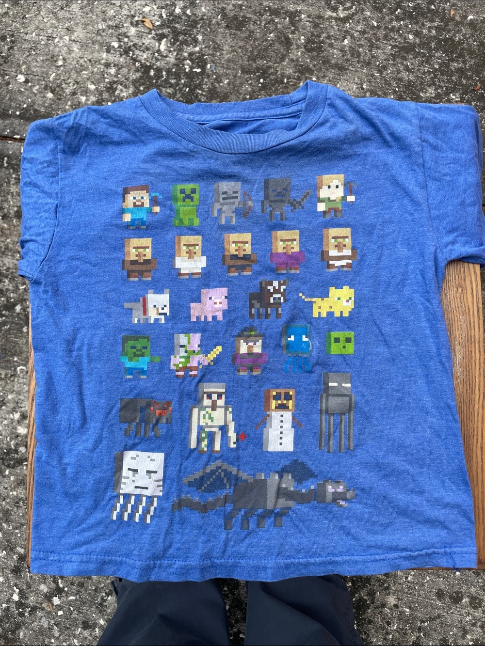 Blue Minecraft Pixel Character Tee
